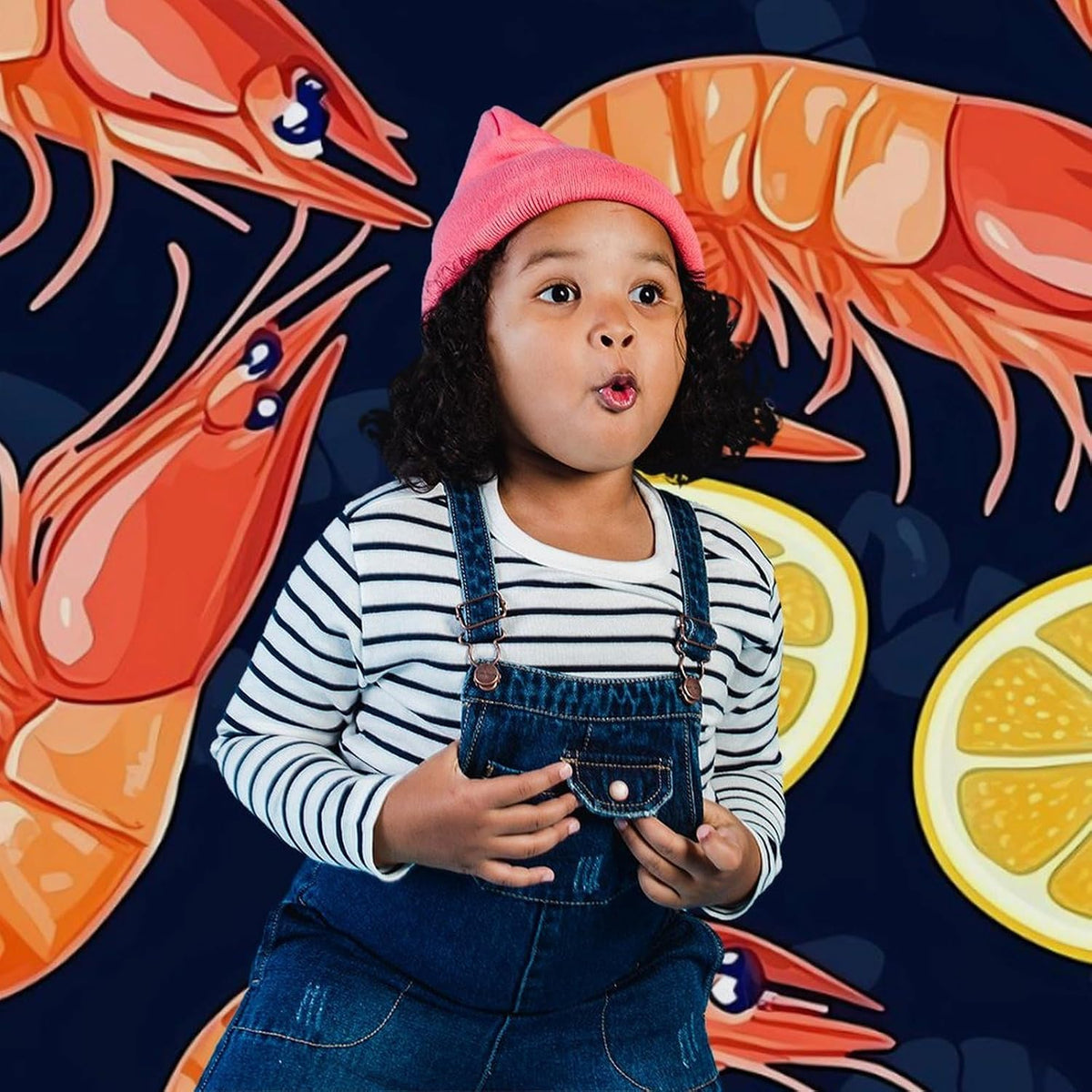 Generic Lobster Print Backdrop Background for Photography Photo Backdrop Curtain for Party Portraits