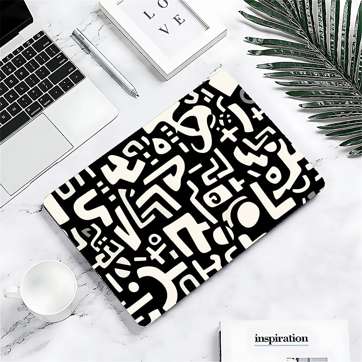 Compatible with MacBook Air 13.3 13.6 Inch Case 2022 2021 2020 2019 Plastic Hard Shell Case Cover,13.6 Air (A2681) M2 2022, Black and White Letters