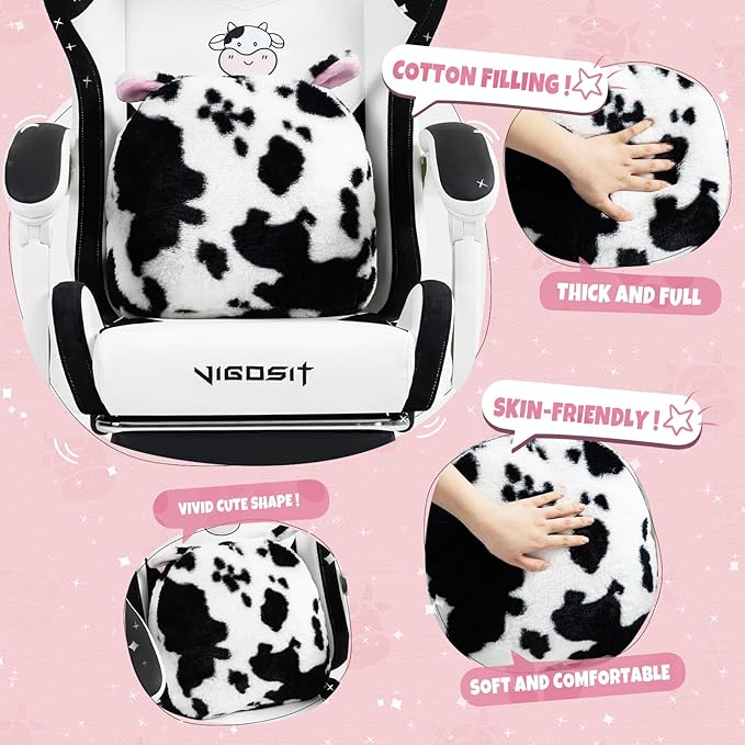Gaming Chairs for Girls Ergonomic Cute Cat Gaming Chair with Paw Lumbar Cushion High Back Computer Desk Chair Height Adjustable Swivel Video Game Chair Gifts Suitable for Girls and Ladies