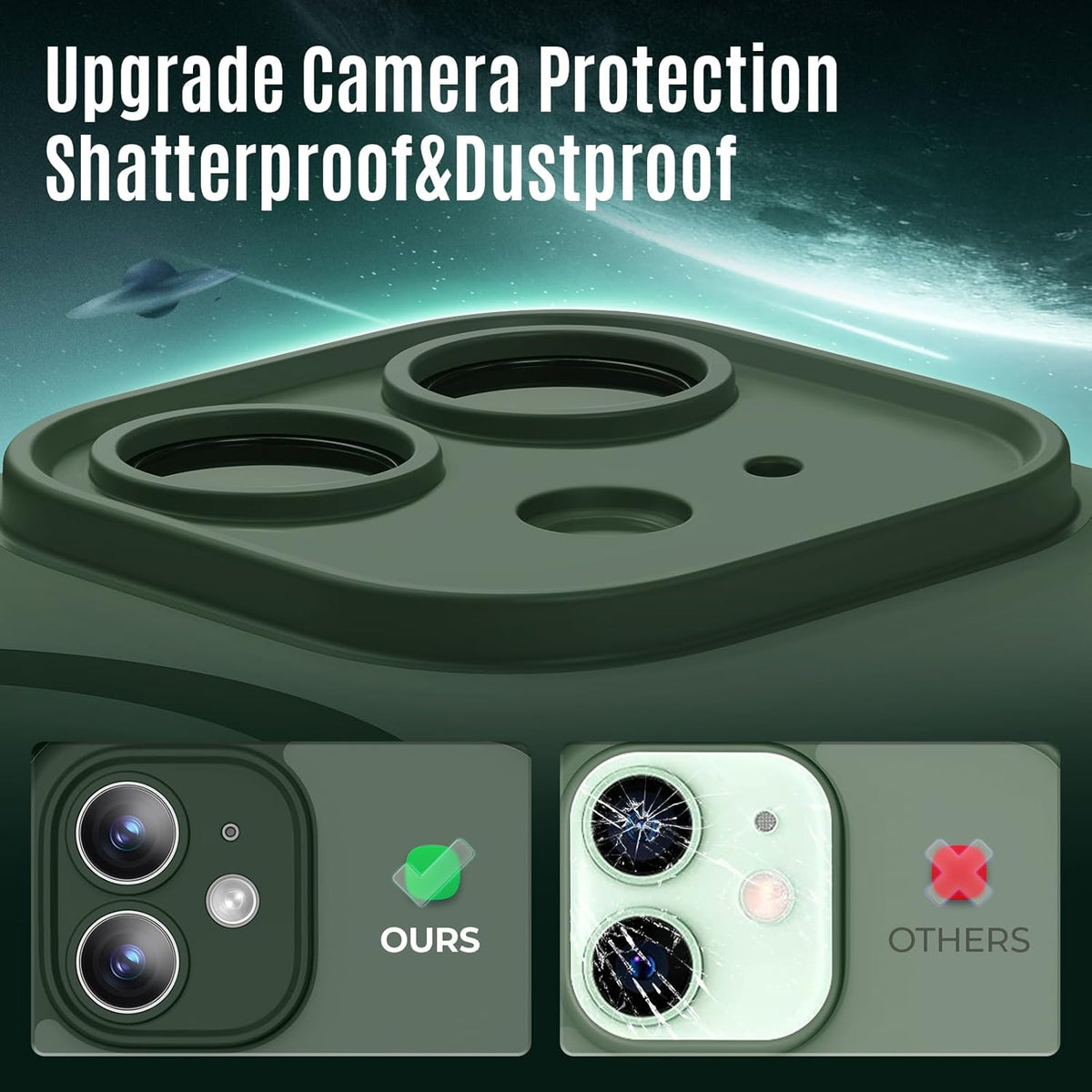 Designed for iPhone 12 Case, Compatible with MagSafe, with Privacy Screen Protectors X2, [Camera Protection] [15FT Military Drop Protection] Shockproof Phone Case, 6.1", Alpine Green