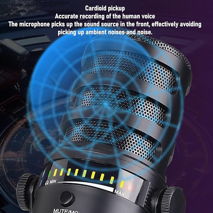 GOWENIC USB XLR Dynamic Microphone for Podcast Recording PC Computer Gaming Streaming Mic with Desktop Stand Vocal Mic for Recording Studio Content Creation Online Chat