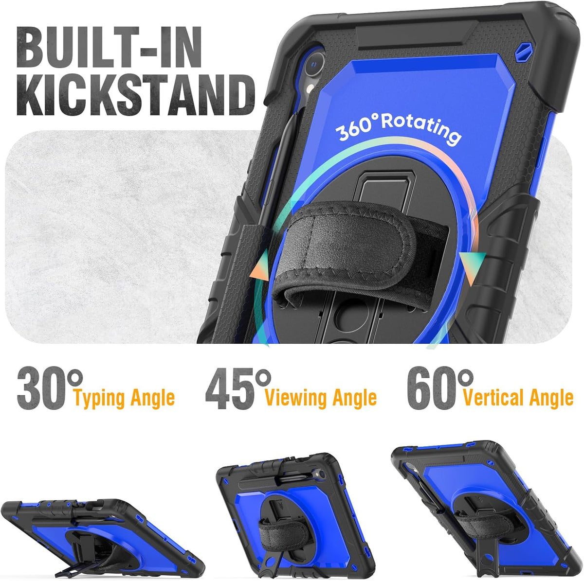 HXCASEAC Case for Samsung Galaxy Tab S7 FE 5G 12.4 inch, Protective with Screen Protector/Hand Strap/S Pen Holder, Heavy Duty Design for Samsung Galaxy S7 FE Tablet Case - Blue