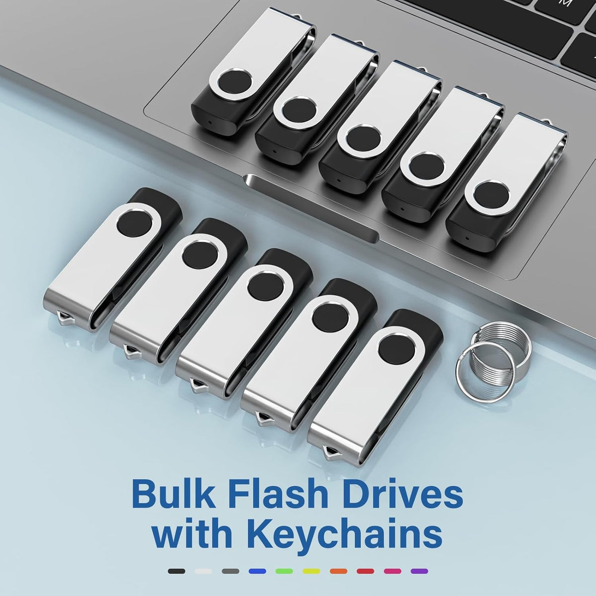 USB Flash Drives 2GB 20 Pack, Wooolken USB 2.0 Thumb Drives with Keychains Memory Stick USB Drive Pendrive for PC Laptop Computer (Black)