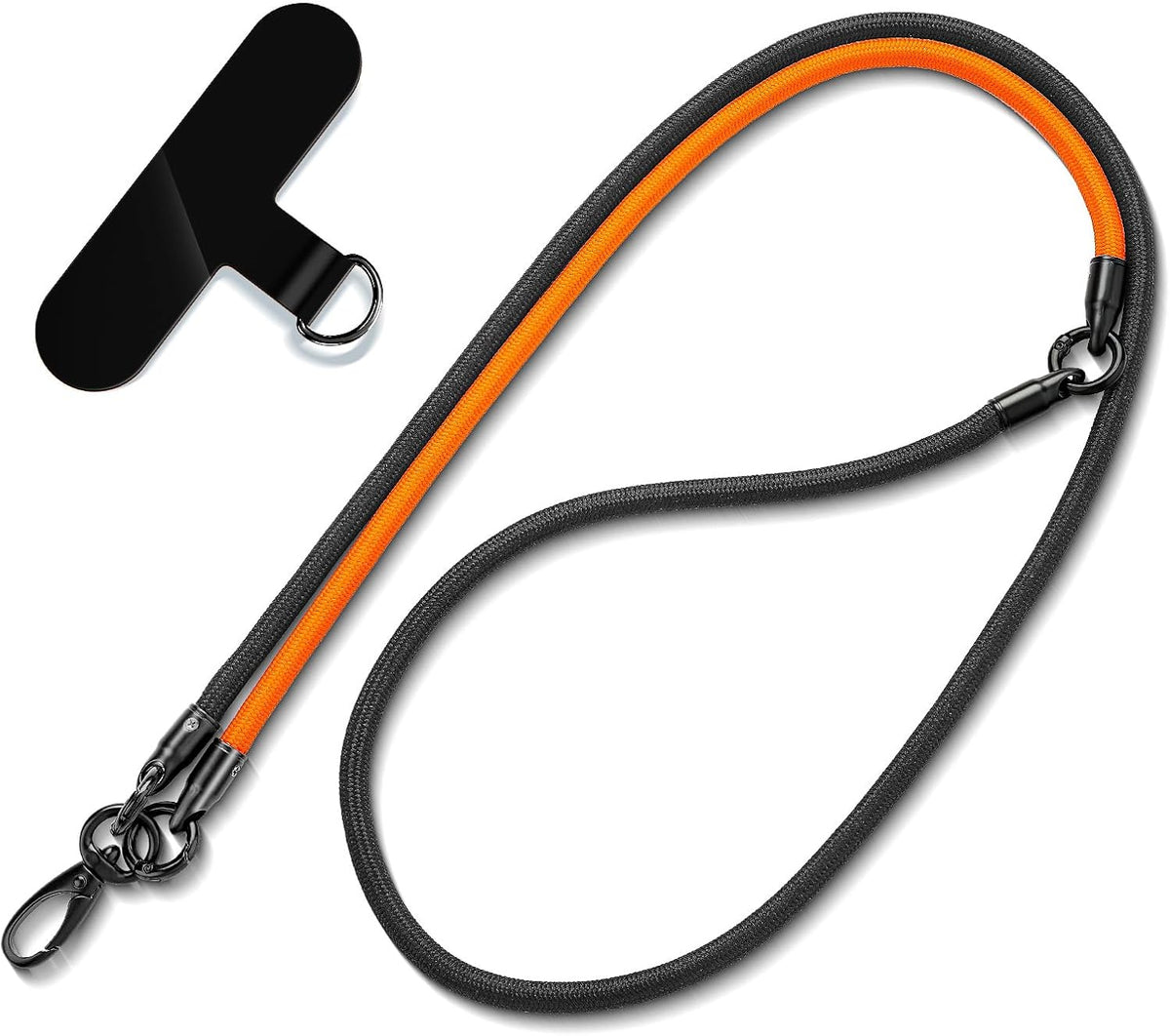 Cell Phone Lanyard, Crossbody Strap, Neck Holder & Wrist Lanyard 3-in-1 Anti-Theft Phone Strap, Detachable Universal Smartphone Straps with a Tap, Durable Hook-Orange Black