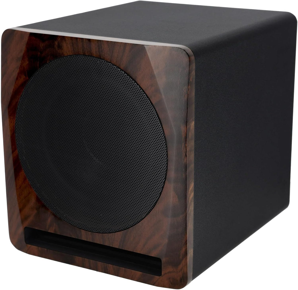 Rockville APM10D Active Studio Subwoofer in Dark Wood, 10", 400W, MDF Wood, RCA/XLR/Optical, Front-Firing Port, Perfect for Studios and Music Production