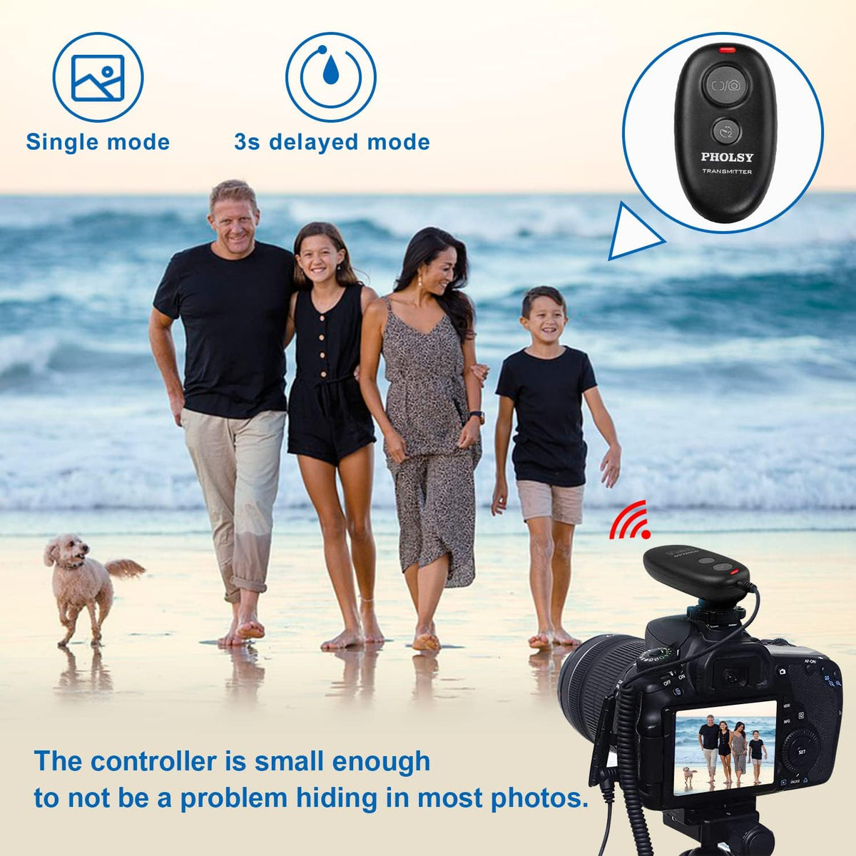 PHOLSY Wireless Remote Shutter Release C6 Compatible with Canon R8 R100 R7 R6 90D 250D 200D 850D SX50HS; for Olympus OM-1 EM1X EM1-II EM1-III EM5-III; for Fuji GFX100 X-H2S XT3 XT4 XT5 XT30; RS-60E3