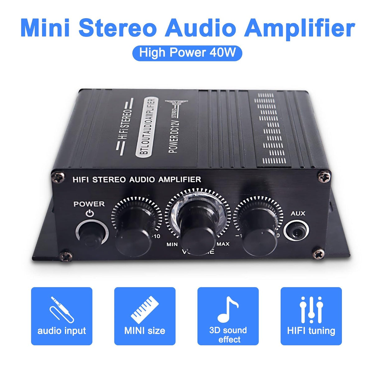 12V 2 MP3 XMSJSIY HiFi Stereo Audio Amplifier for Car Channel HiFi Bass Audio Subwoofer Amp for Cars CD DVD Player