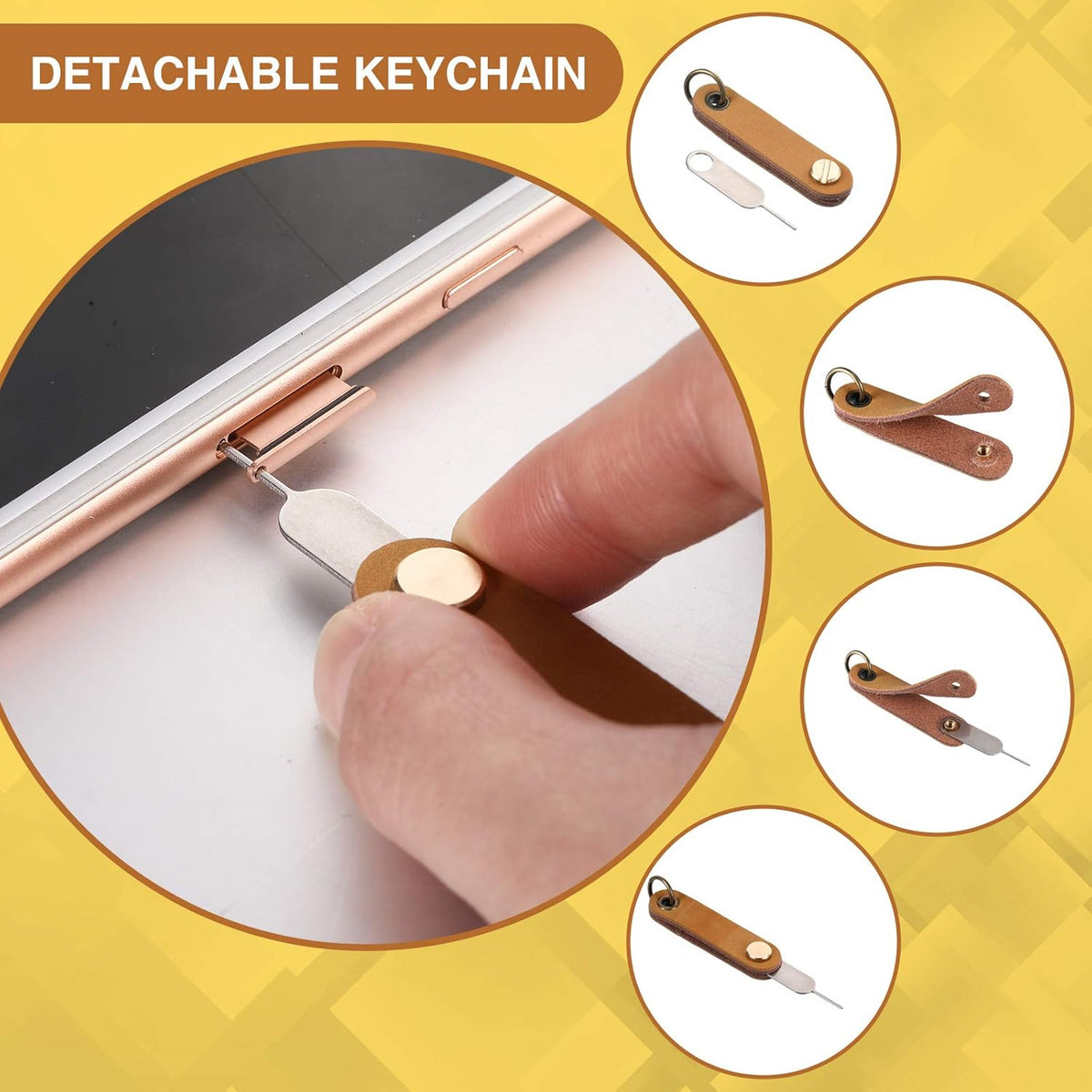 Weewooday 20 Pcs Sim Card Removal Tool Universal Sim Card Pin Card Tray Eject Pin Ejector Tool with 1 Detachable Keychain Charm for Smart Phones and Tablets