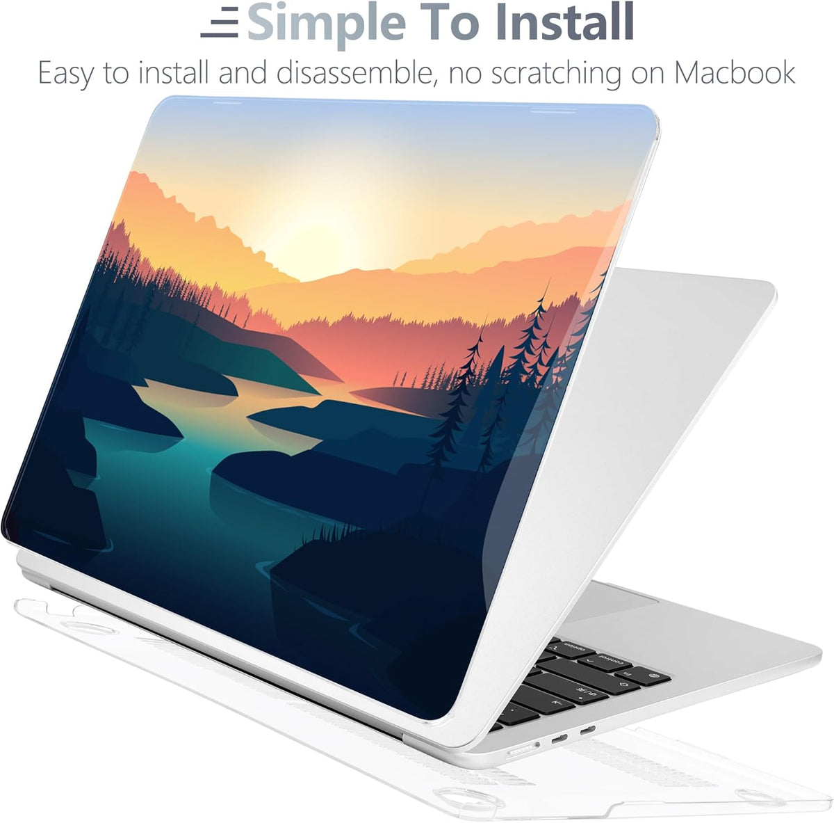 Batianda Premium Case for New MacBook Air 15 inch 2025 M4 2024 2023 with M3 M2 Chip Model A3241/A3114/A2941, Designed Protective Plastic Hardshell & Keyboard Cover & Screen Protector, Dawn