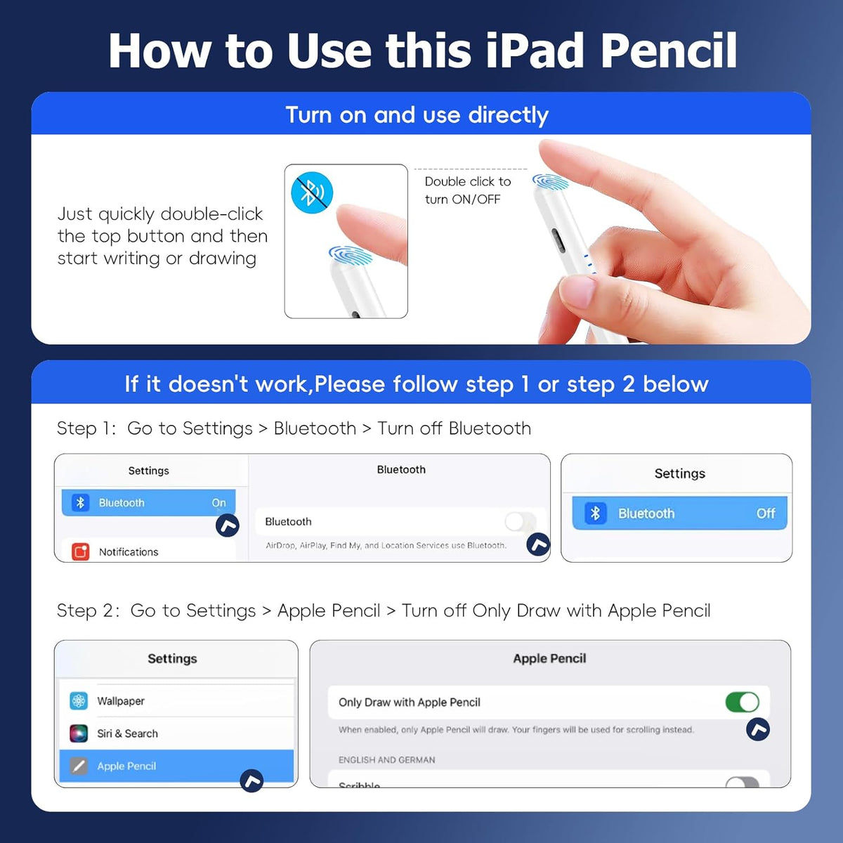 Stylus Pen for iPad Pencil 10th Generation,20 Mins Fast Charge with Tilt Sensitivity&Palm Rejection Stylist for(2018-2025)Apple iPad 6/7/8/9/10/11(A16), Air3/4/5/M2/M3, Mini5/6, Pro 11"/12.9"/M4,White