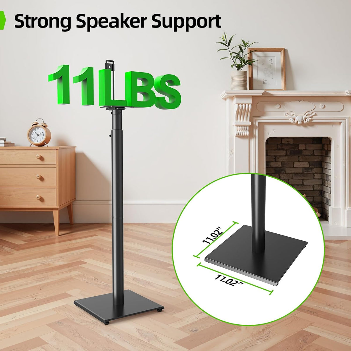 USX MOUNT Bookshelf Speaker Stands Pair, Height Adjustable Extends 32-42 inch for Rear Surround Sound Speakers, Floor Satellite Speaker Stands for Vizio Bose Sony JBL Klipsch Polk, Max Load 11 lbs