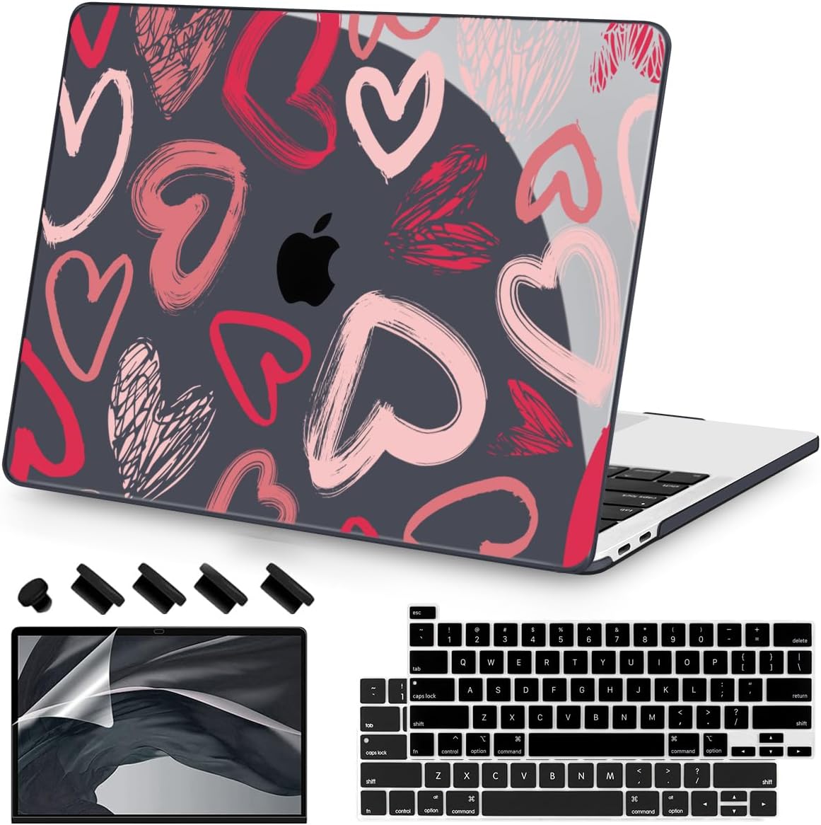 Teryeefi for MacBook Pro 13 inch Case 2025 2024 2022 2021 2019 2018 2017 2016 Release fits Model A2338 M2 M1/A2289/A2251/A2159/A1989/A1706, Design Hard Shell with Keyboard Cover Dust Plug, Heart A002