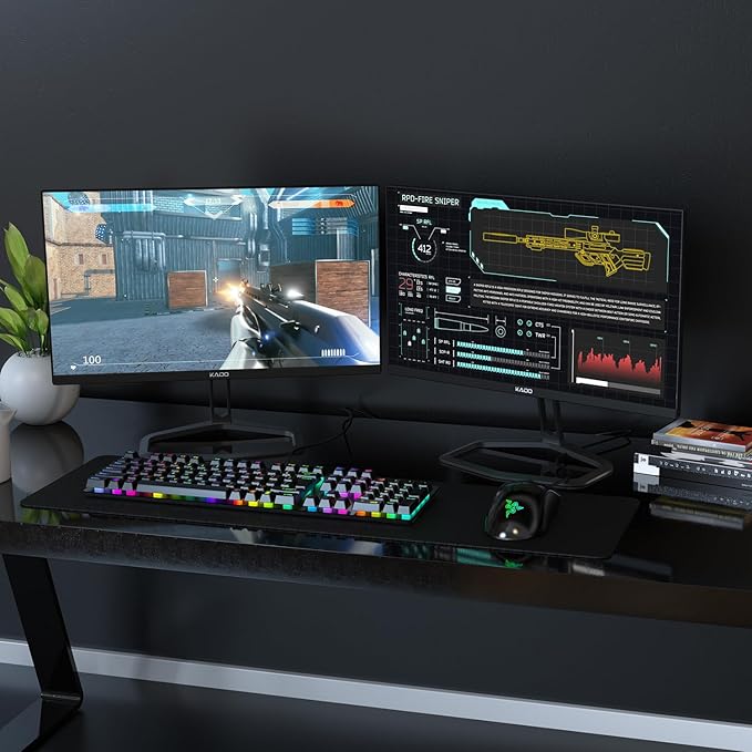 Kado Dual Gaming Monitor Setup - 2-Pack 24.5 165Hz 1ms 1920x1080 Flat Screen AMD FreeSync Premium Panoramic Gaming Multi-View Split Screen Streaming VESA Mount HDMI DisplayPort Built-in Speakers