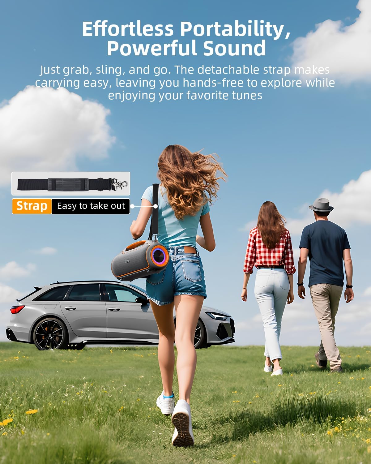 Portable Bluetooth Speakers Wireless, 200W Peak Loud Sound and Deep Bass for Party, IP65 Waterproof Outdoor Speaker w/ 2*Subwoofer/Tweeter/DSP/Bass Boost/Fast Charging/TWS/TF/USB/AUX, 24H Playtime