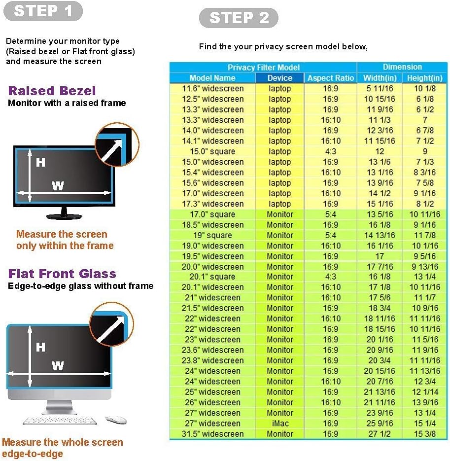 22 Inch - 16:9 Aspect Ratio - Computer Privacy Screen Filter for Widescreen Monitor - Anti-Glare - Anti-Scratch Protector Film - Protects Your Eyes from Harmful Glare and Blue Light