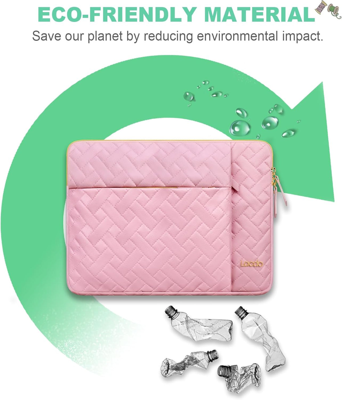 Lacdo 15-15.6 Inch Laptop Sleeve Case for Acer HP Lenovo Dell ASUS Laptop, Acer Aspire 15, HP Pavilion/Envy 15, Dell Latitude 15, Lenovo ThinkPad/IdeaPad 15, ASUS ZenBook 15 Computer Bag, Sakura Pink