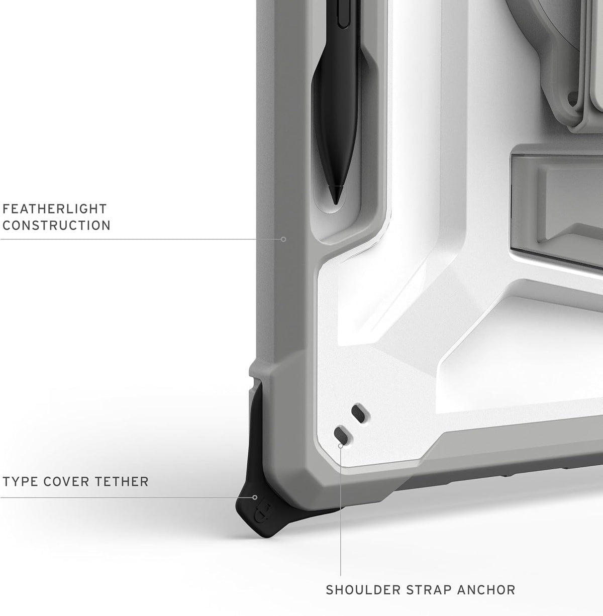 URBAN ARMOR GEAR UAG Designed for Microsoft Surface Pro 1st Edition 12" Case - Rugged Protective Cover with Multi-Angle Kickstand Pen Holder Hand Strap & Shoulder Strap, Plasma Healthcare White/Grey