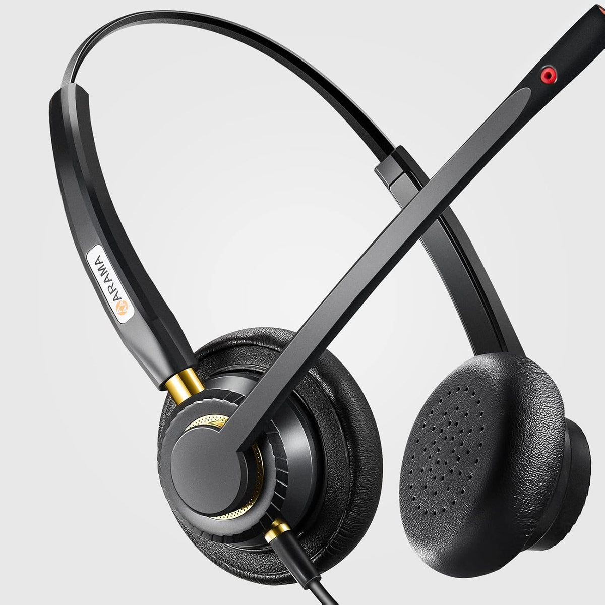 Arama USB Headset with Microphone for PC, Computer Laptop Headphones with Noise Cancelling Mic & Audio Controls for Home Office Business Skype UC Webinar Zoom