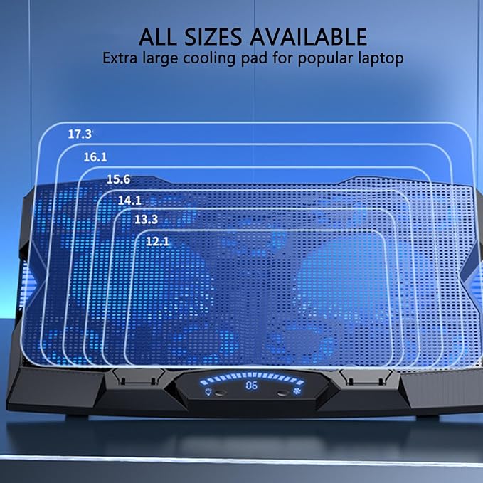 Laptop Cooling Pad Laptop Cooler 3500RPM Type C 12 Fans 5 Height Adjustable Portable Laptop Fan Cooler Stand ABS &amp SUS 39.82oz for Home Office