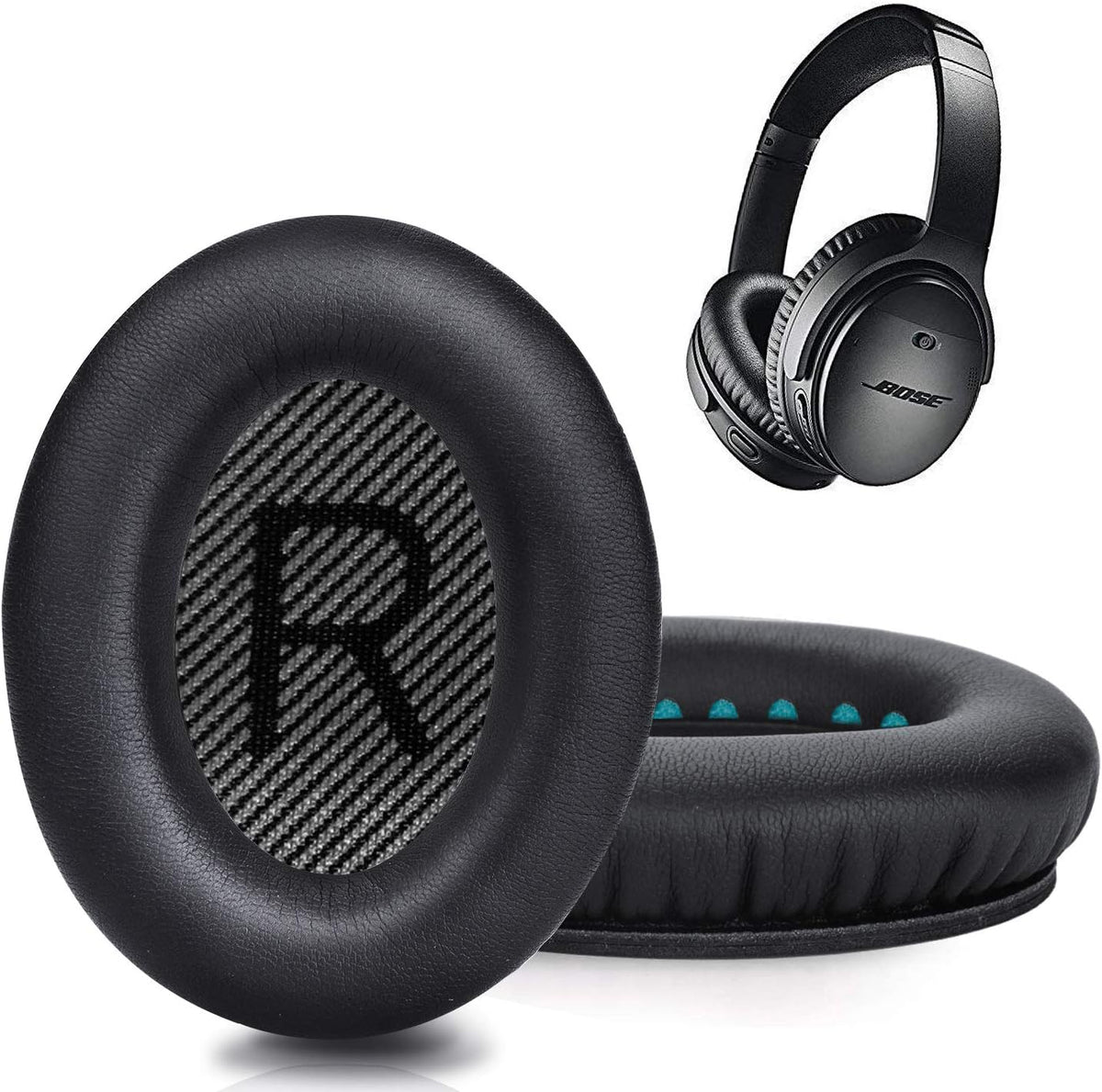 Premium Replacement Ear Pads for Bose QC35 & QC35ii Headphones Made by GEVO- Comfortable Adaptive Memory Foam and Extra Durable - Fits QuietComfort 35 & 35ii / SoundLink 1&2 AE（Over-Ear） (Black)