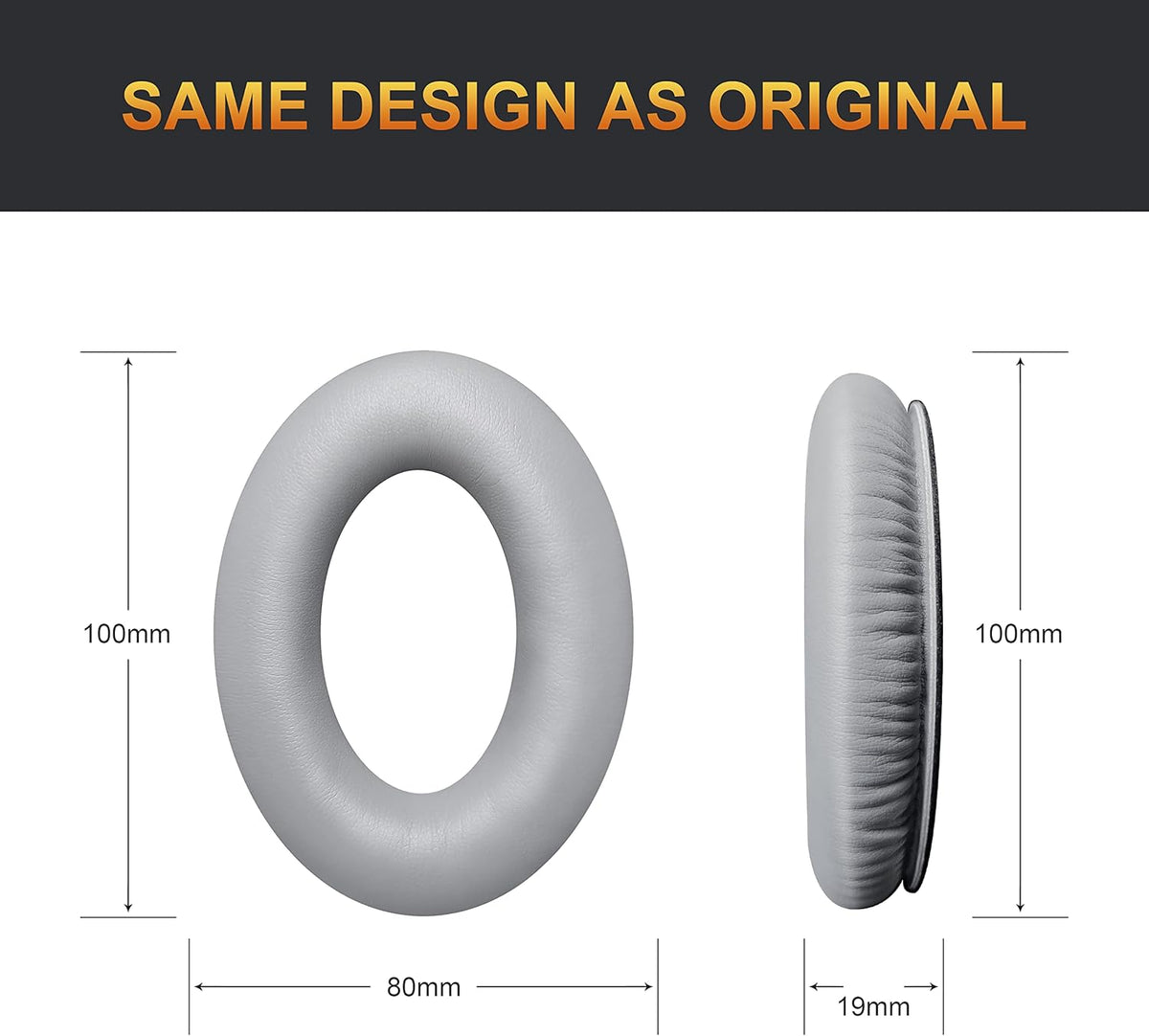 BINGLE Upgraded QC35 Replacement Ear Pads for Bose & Sound Insulation Bose QC35 ii Replacement Ear Pads, Added Thickness QC35 Replacement Headphone Pads with Soft Leather, Memory Foam Gray