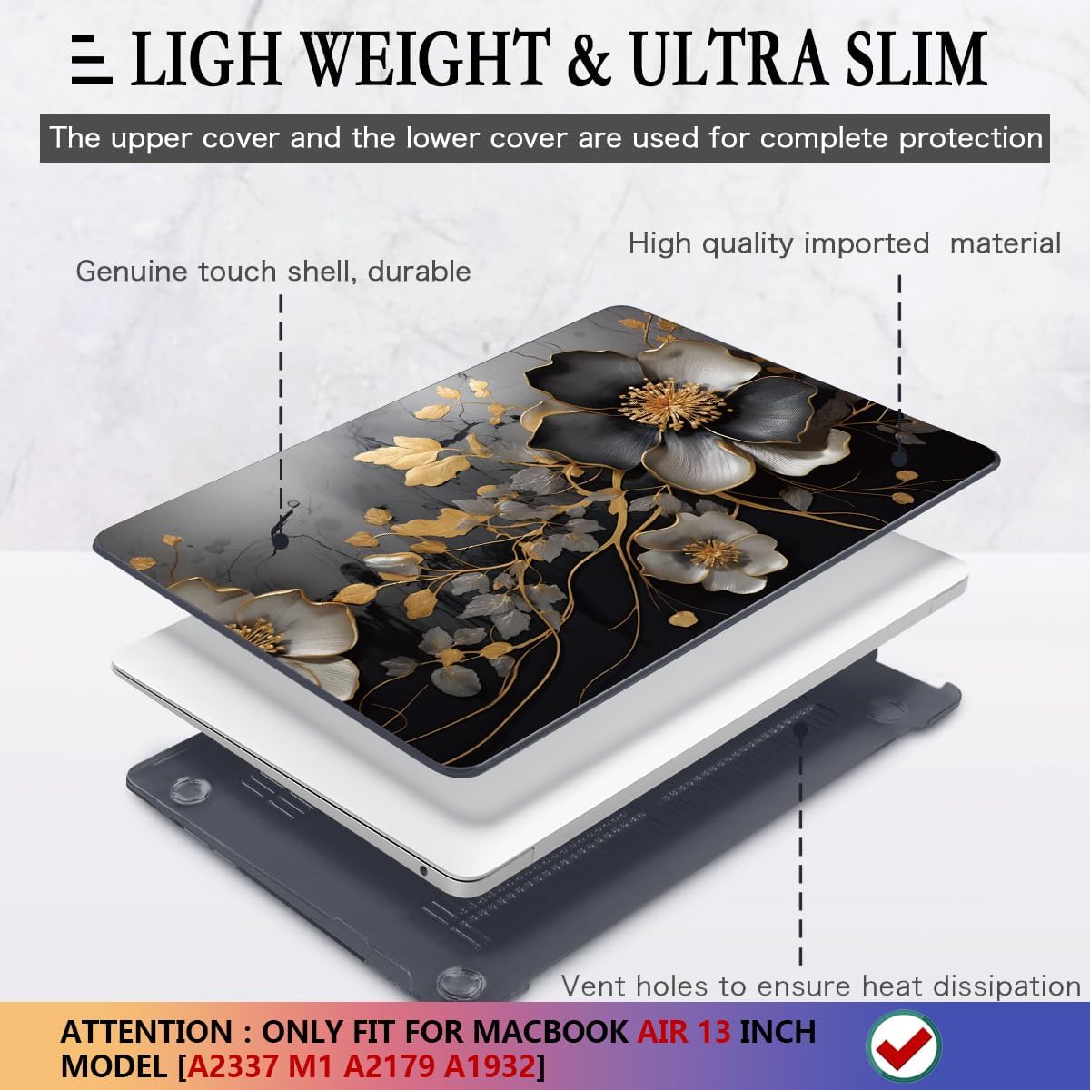 CISSOOK Compatible with MacBook Air 13 inch Case 2021 2020-2018 Release M1 Chip A2337 A2179 A1932 with Touch ID, Plastic Hard Shell Case + Keyboard Cover + Screen Protector, Abstract Oil Painting