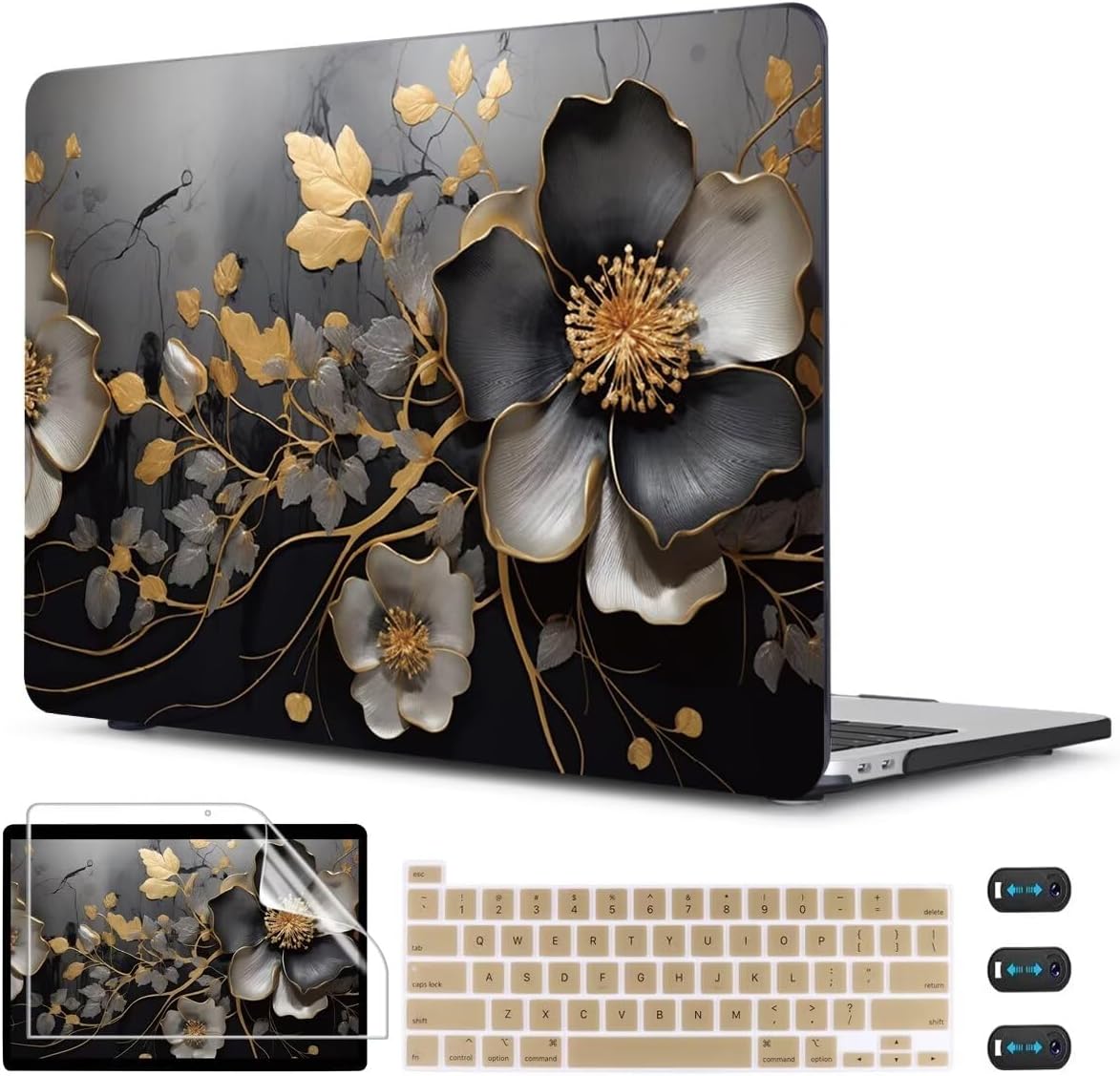 CISSOOK Compatible with MacBook Pro 13 inch Case M2 2025-2020 A2338 M1 A2251 A2289 Model with Touch Bar, Plastic Flower Hard Shell &Keyboard Cover&Screen Protector, Abstract Oil Painting