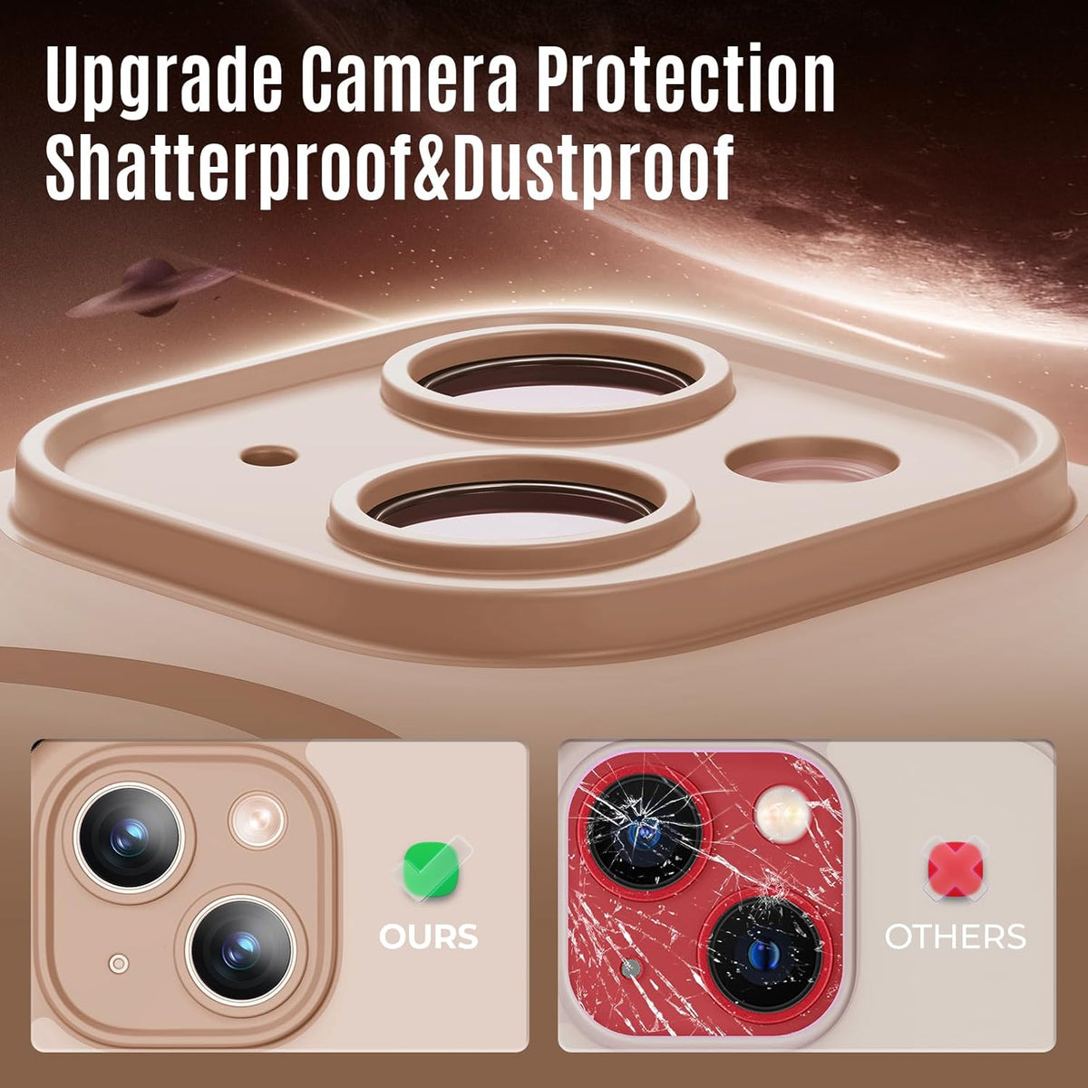 Designed for iPhone 13 Case, Compatible with MagSafe, with Privacy Screen Protectors X2, [Camera Protection] [15FT Military Drop Protection] Shockproof Phone Case, 6.1", Light Brown