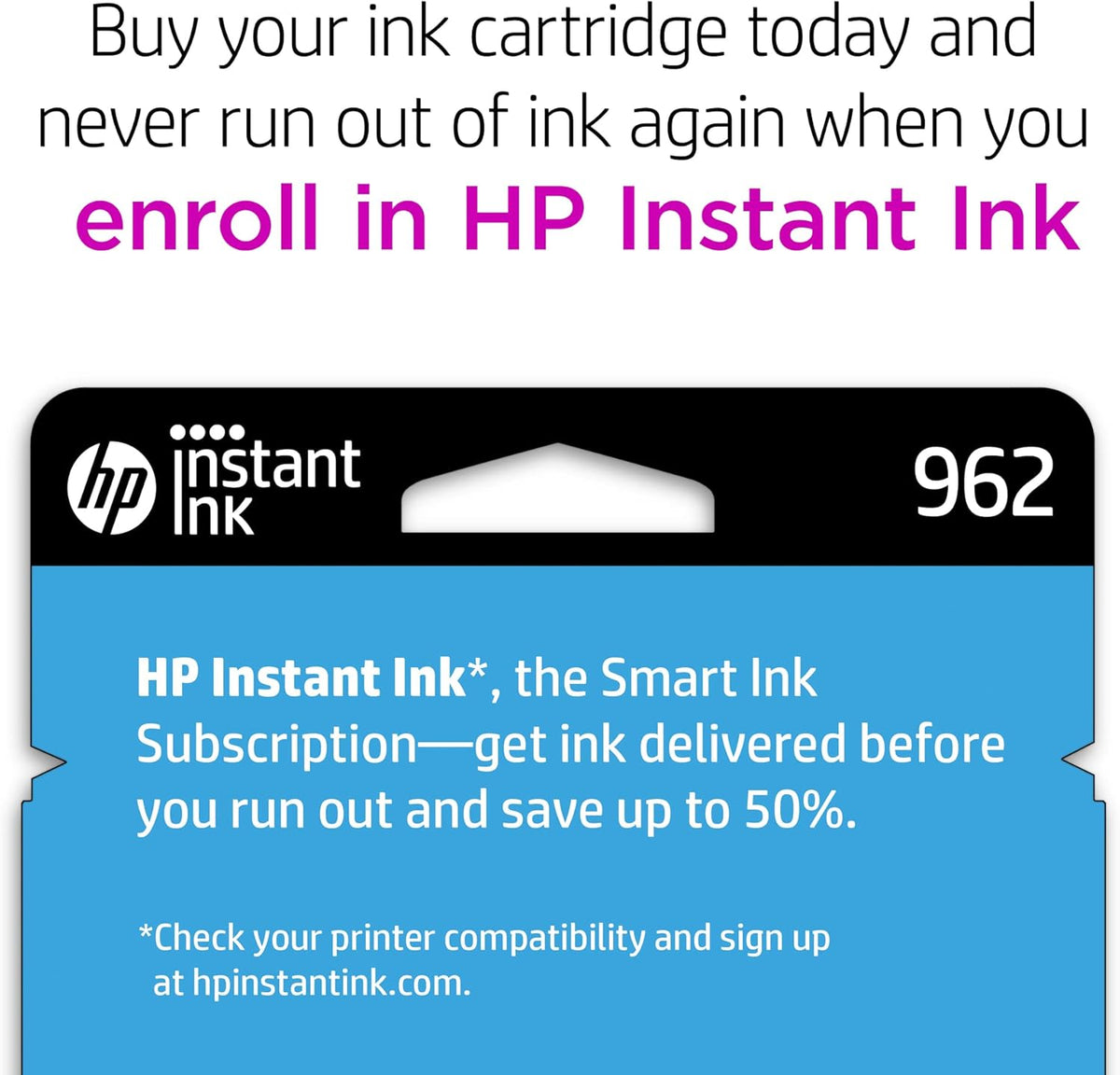 HP 962 Cyan Ink Cartridge | Works with HP OfficeJet 9010 Series, HP OfficeJet Pro 9010, 9020 Series | Eligible for Instant Ink | 3HZ96AN