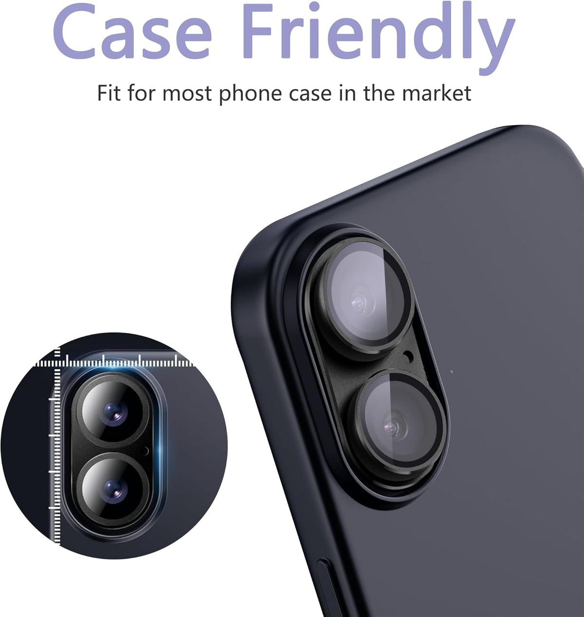 2 Pack Camera Lens Protector for iPhone 16 / iPhone 16 Plus,[Not Easy to Breakn ] AR Tempered Glass Strong Adsorption Metal Camera Cover Screen-Group Blue