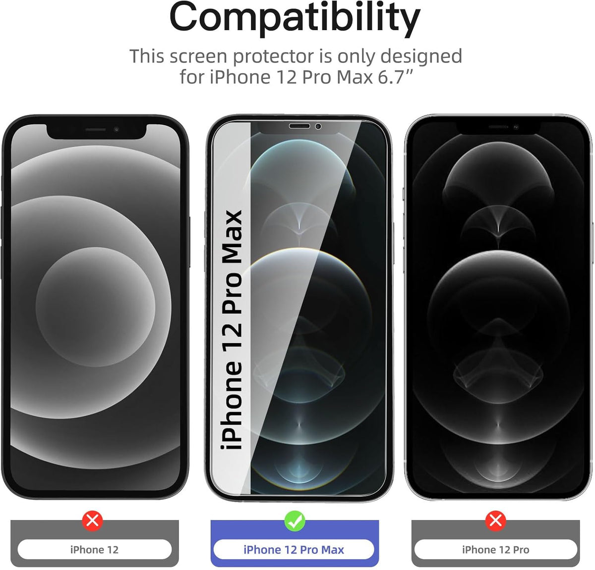 NEW'C 3 Pack Privacy for iPhone 12 Pro Max Screen Protector (6.7"), Enhanced 28-Degree Privacy Angle, Ultra Durable 9H Hardness, Bubble-Free