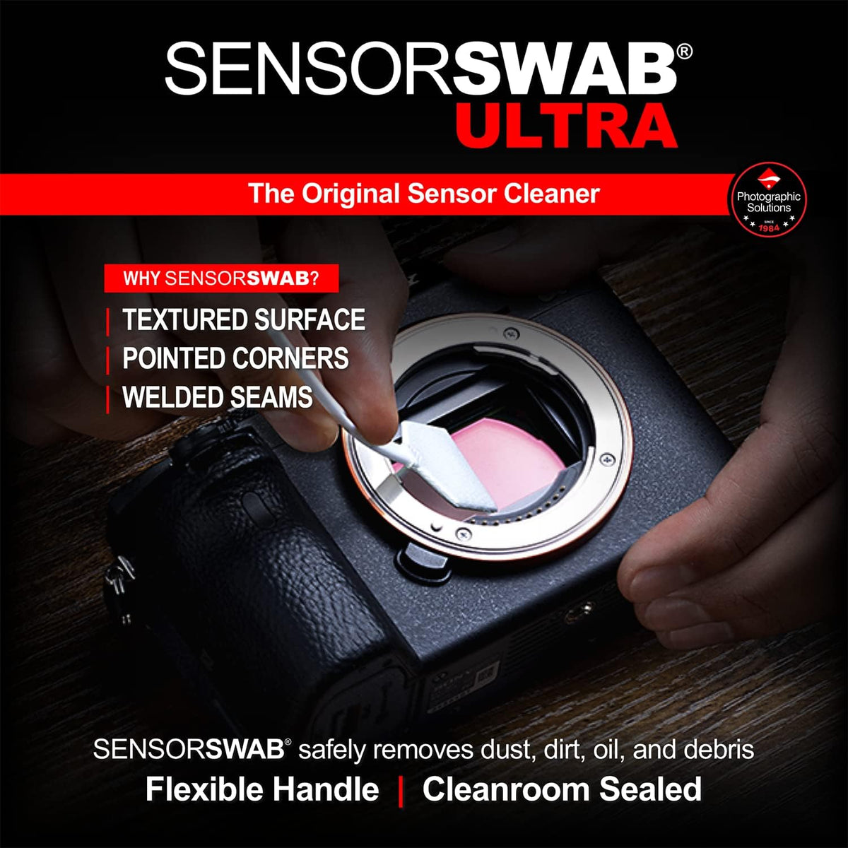Sensor Cleaning Swab Kit - Eclipse Optic Cleaning Solution (0.5oz/15ml) + Type-3 Sensor Swab Ultra 24mm (Pack of 6) - for Full Frame CMOS and CCD Sensors - Dust & Oil Remover