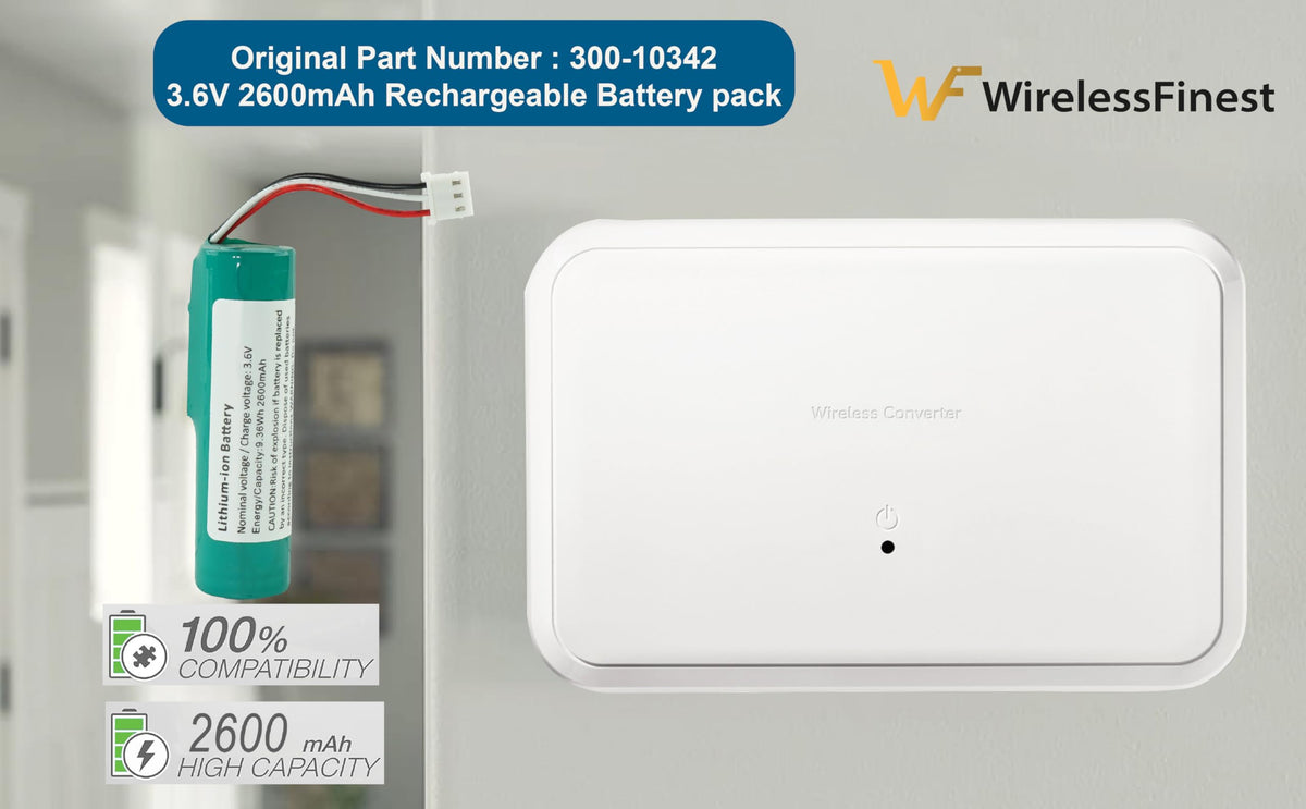 Battery 300-10342 Replacement For Honeywell Home PROSIXC2W/PROSIXC2W Hardwired-to-SiX Converter Panel Series, PROSIXRPTR Encrypted Wireless Repeater