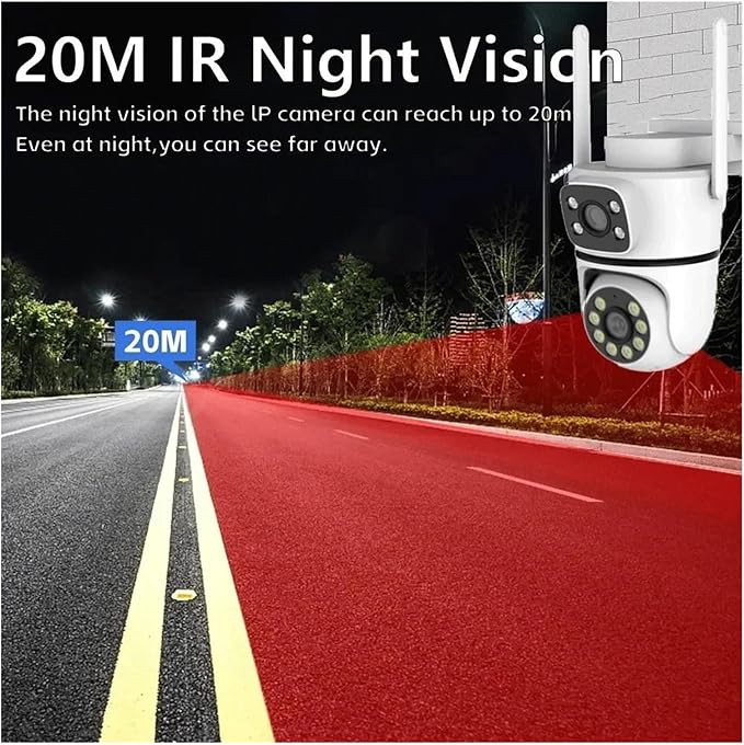 10MP Dual-Lens 5G WiFi Camera PTZ Outdoor 4K HD Dual Screen Home Security-Protection Camera Color Night Vision Surveillance(AU Plug8MP NO SD Card)