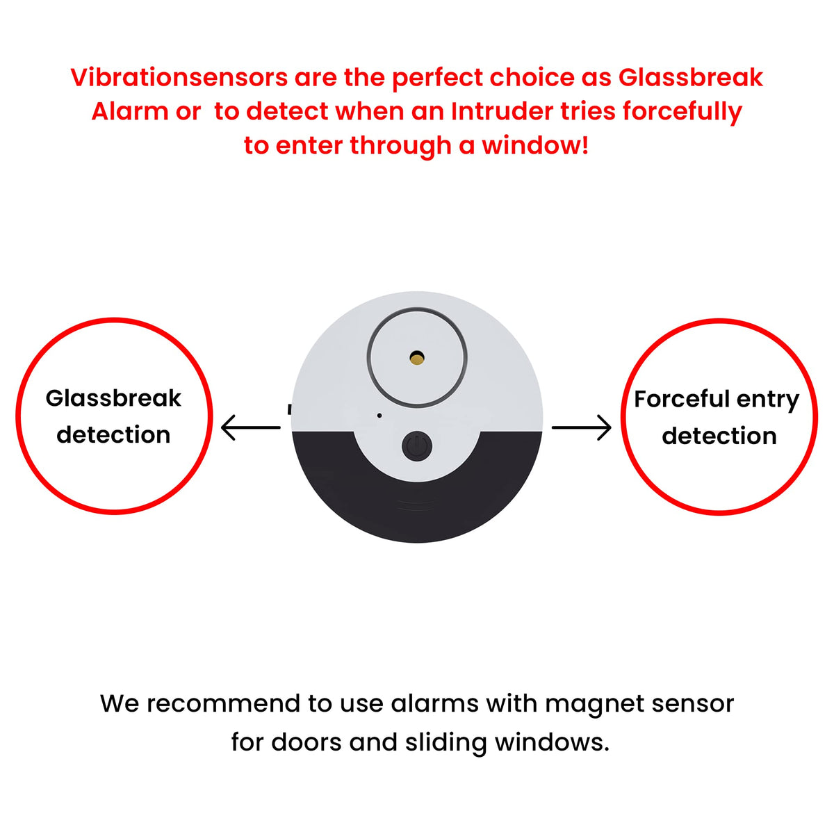 CATSONIC Premium Window Alarm Device Set - Extra Loud 130dB Alarm & Vibration Sensors - Universal Compatibility & Easy Installation - Great for Home