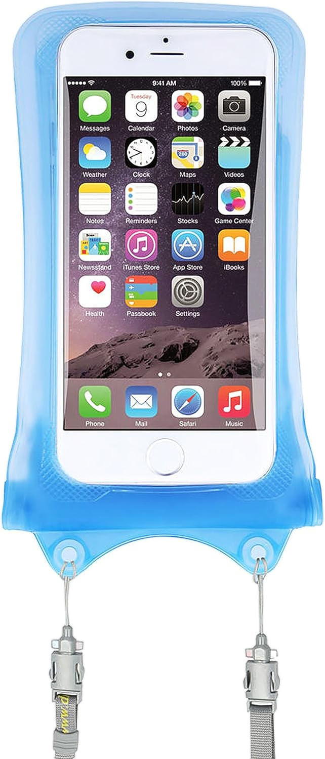 AquaVault 100% Waterproof Floating Smart Phone Case & Money Pouch - Fits All Phones - Made from Premium Heavy Duty PVC for Added Drop Protection - Includes Adjustable Neck Strap. Blue