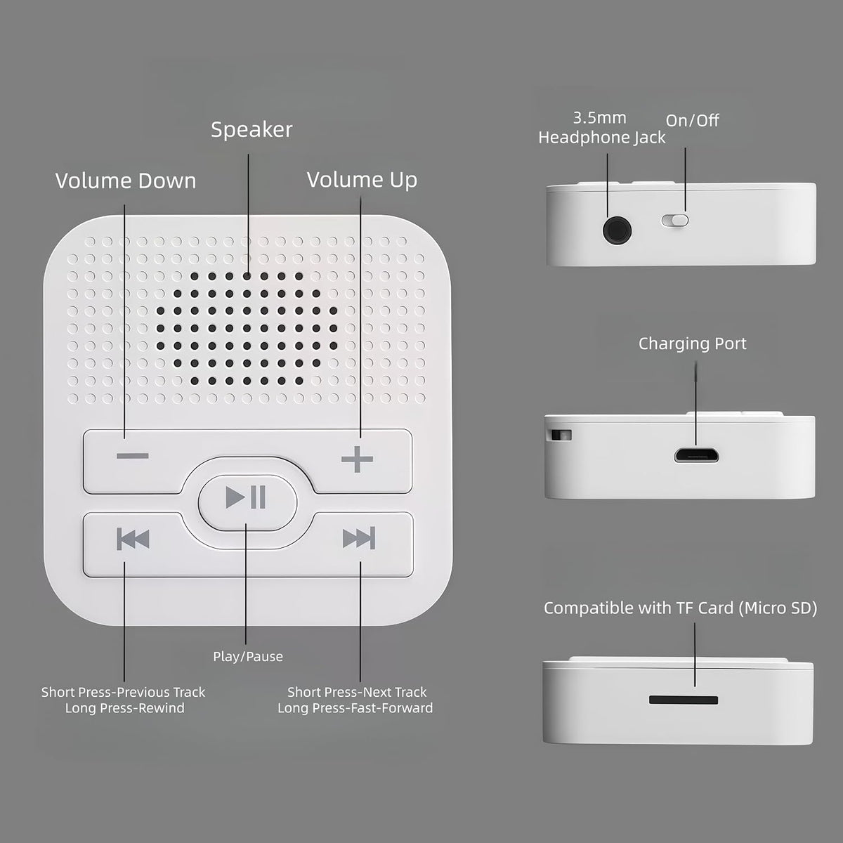 GizmoGlee MP3 4GB 500+ Player: Portable, Screen-Free, with Wired Headphones & Speaker Play. with Memory Card (Stores