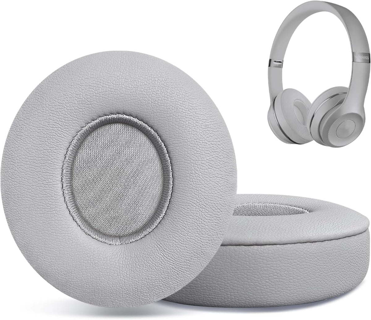 Replacement Ear Pads for Beats Solo 2 & Solo 3 Wireless On-Ear Headphones, Ear Cushions, Headset Earpads, Ear Cups Cover with Soft Protein Leather (Grey)