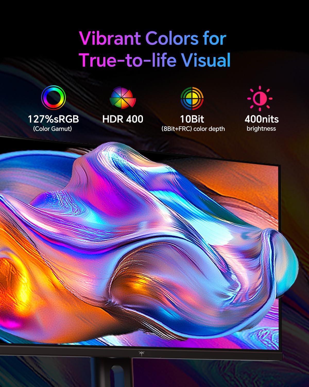 KTC 24 Inch Gaming Monitor 180Hz - 2K 1440P Computer Monitors, Fast IPS Monitor with HDR 400, Adaptive Sync, Up to 185Hz, HDMI 2.0 & Display Port 1.4, Height Adjustable, Vesa Mount, H24T7