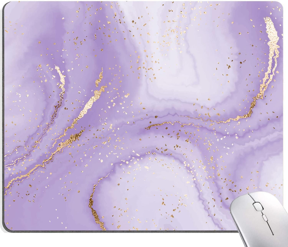 Mouse Pad, Purple Marble Design Mouse Pad, Washable Square Cloth Mousepad for Gaming Office Laptop, Non-Slip Rubber Base Computer Mouse Pads for Wireless Mouse, Cute Mouse Pads for Desk