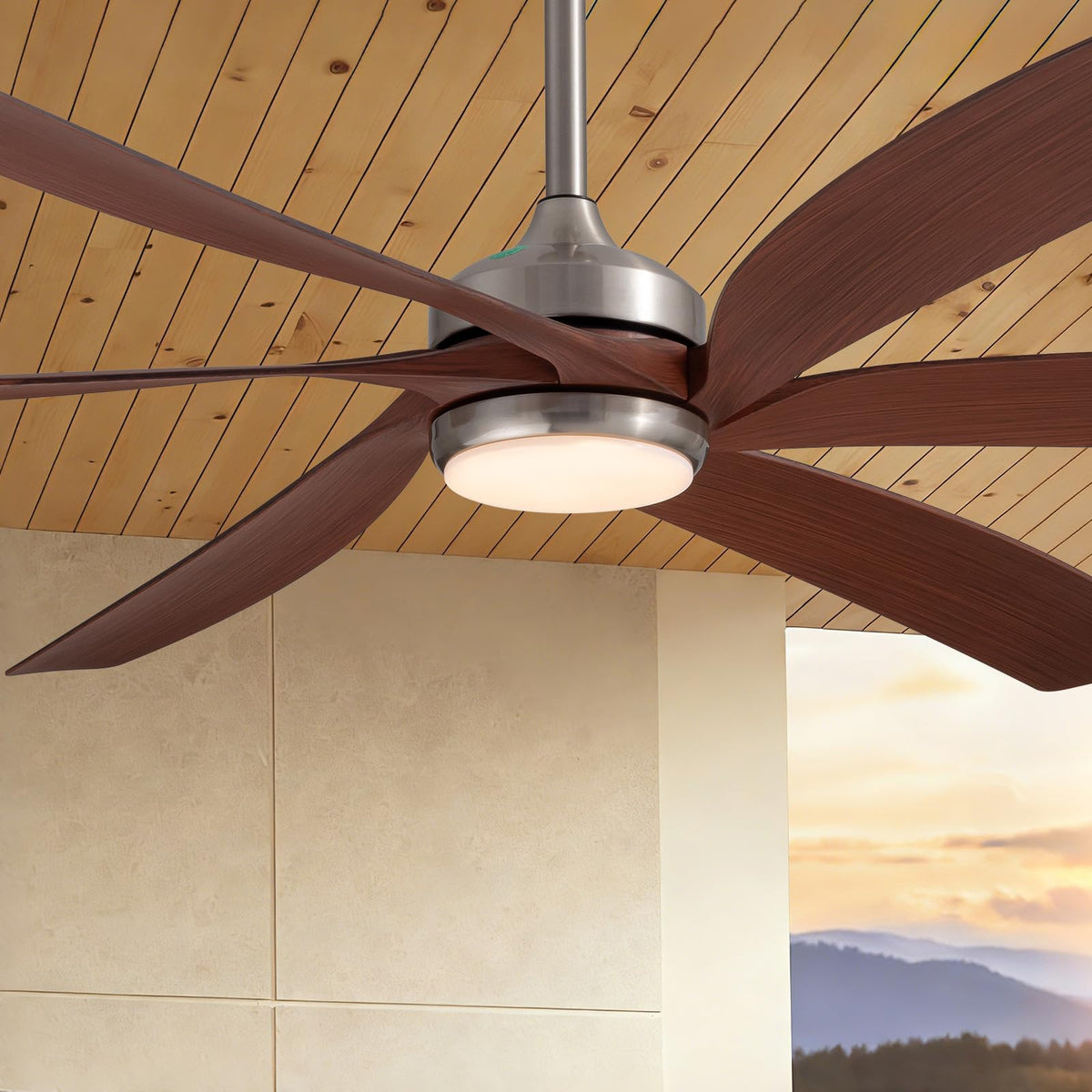 Nuoqiso 64 Inch Brown Ceiling Fans with Lights, Reversible Quiet DC Motor, Modern Ceiling Fan with Light and Remote, Indoor or O