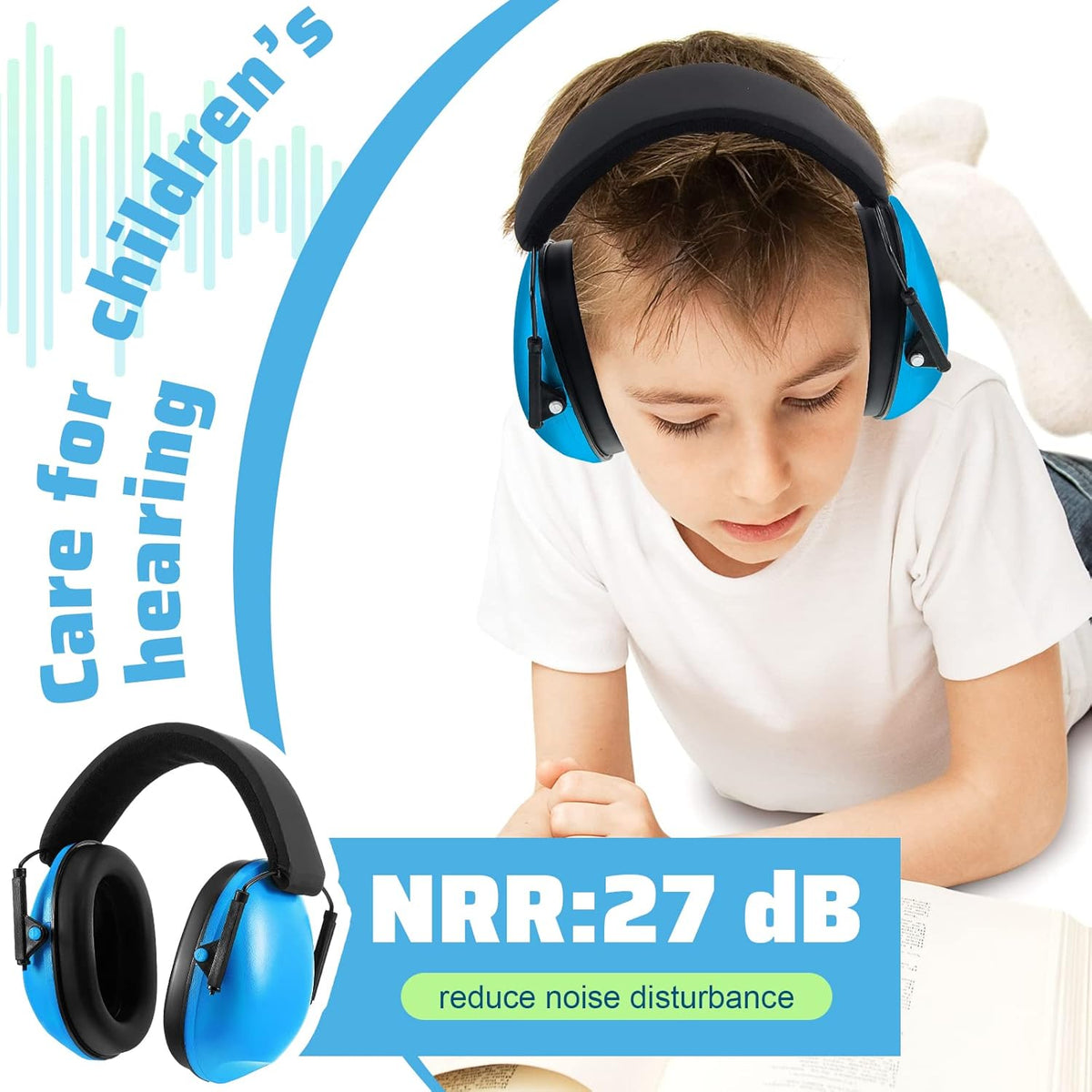 Amylove 12 Pcs Kids Ear Protection Noise Cancelling Headphones Ear Muffs Bulk 27db Adult Noise Reduction Hearing Earmuff(Universal Fit (kids & Adults),Classic Style,Blue Green Color)
