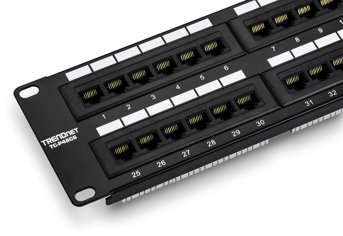 TRENDnet 48-Port Cat6 Unshielded Patch Panel, Wallmount or Rackmount, Compatible with Cat3,4,5,5e,6 Cabling, for Ethernet, Fast Ethernet, Gigabit
