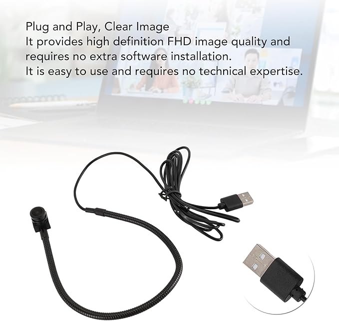 Yoidesu  5MP 1080p USB Webcam Plug and Play Middle Screen Cam Built in Microphone and Flexible Gooseneck Web Camera for Laptop Desktop Live Streaming Conferencing