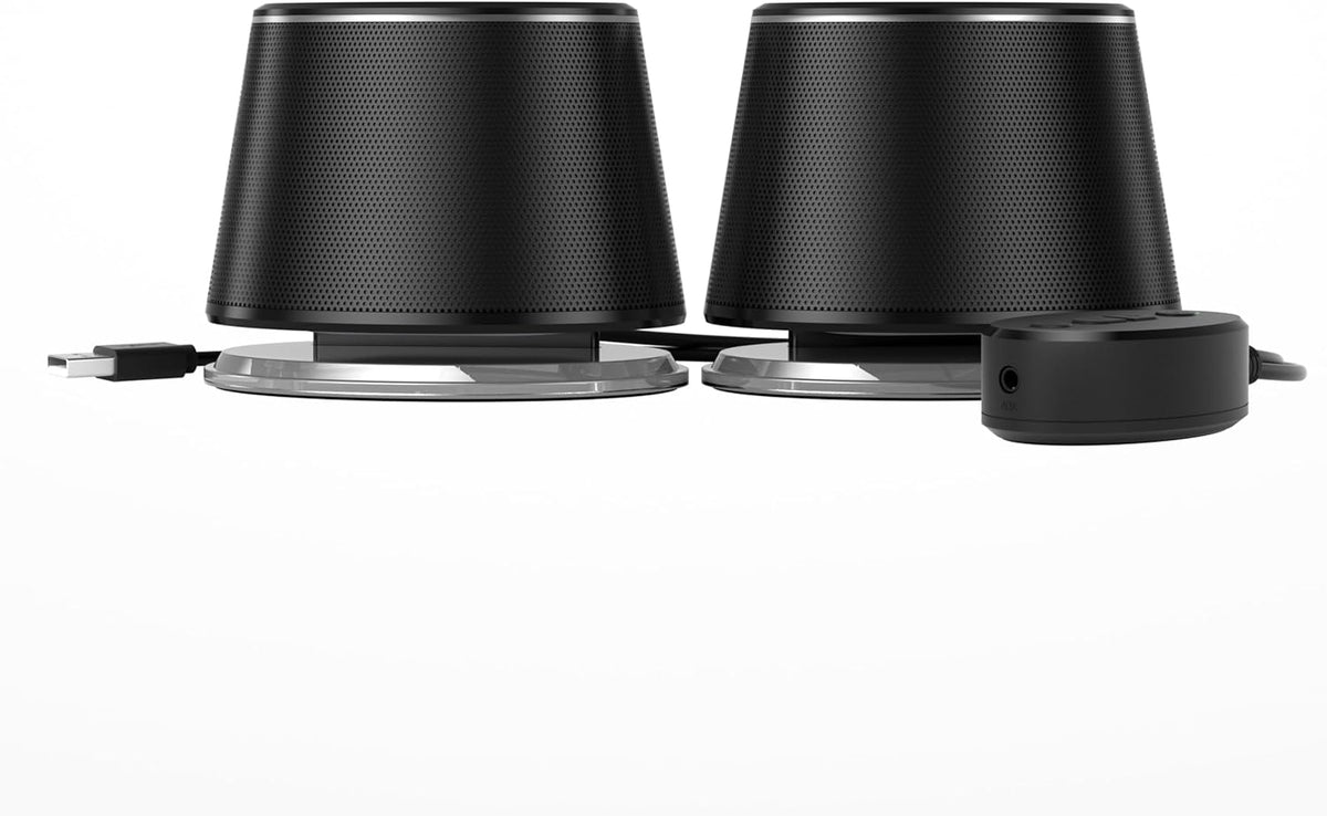 Amazon Basics Bluetooth Computer Speakers with USB 3.0 and Blue Lighting
