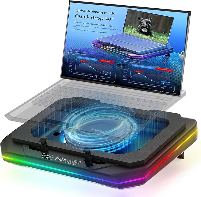 Cooling Pad for Msi GL Series GL65 Leopard Gaming Laptop Cooler with Powerful Turbo Cooling Fan Can Fast Cooling CPU+GPU 40°CVariable Speed6 RGB Light 3 USB-A