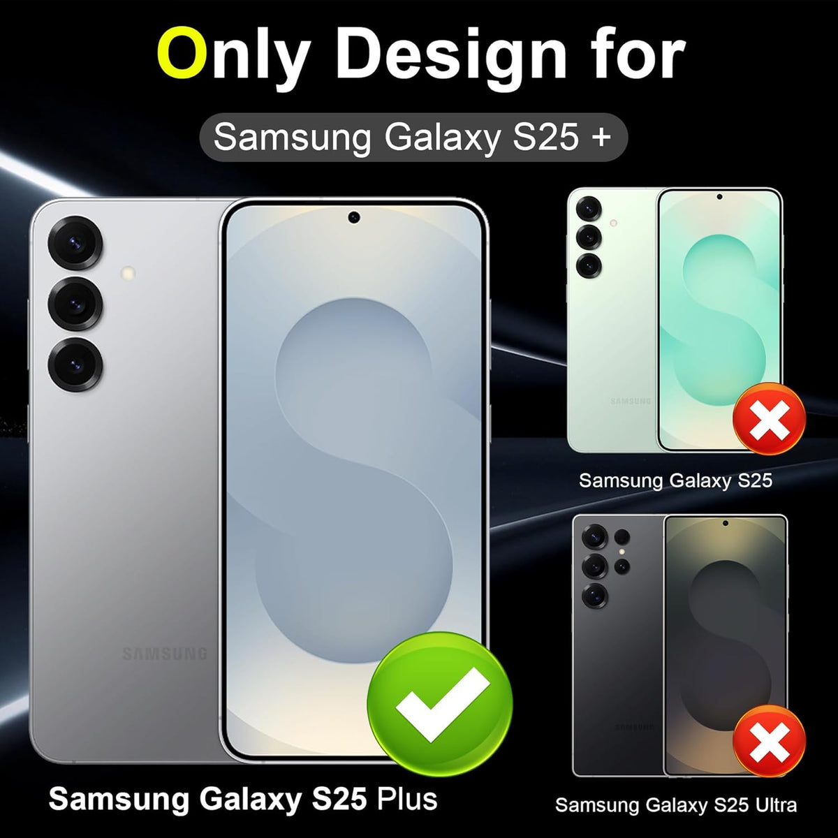 YWXTW Camera Lens Protector for Samsung Galaxy S25+ Plus Accessories [1:1 Fit & Ultra Clarity] 9H Tempered Glass Metal Individual Ring Camera Cover Screen Protector, Case Friendly (Multi-Coloured)