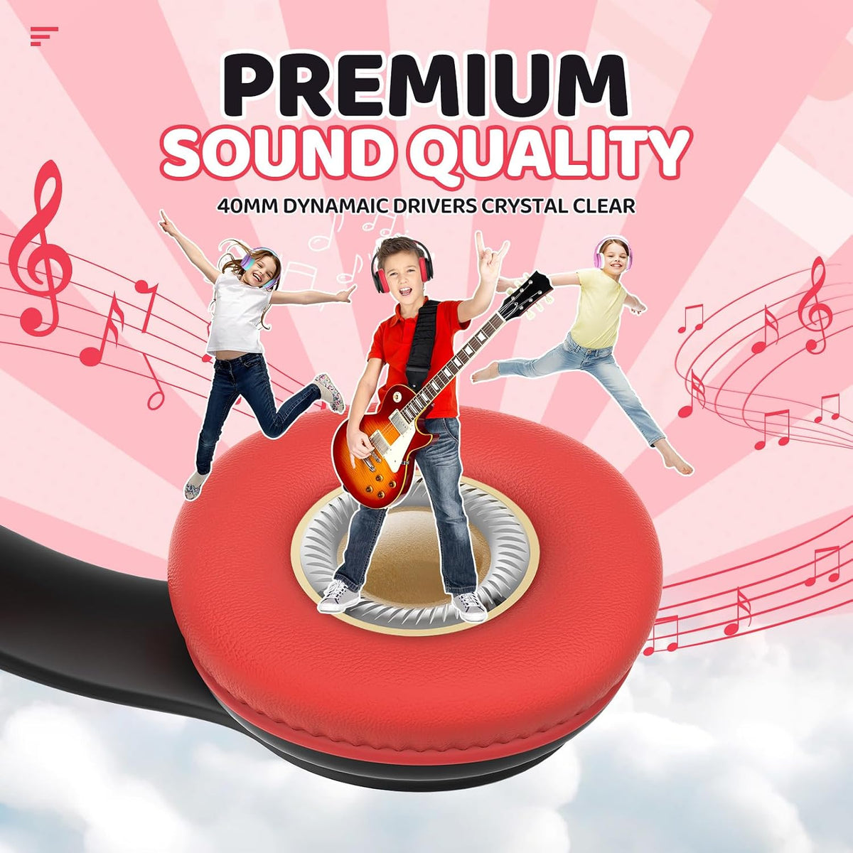 85/94dB 60 5.3, Headsets JoySpark Kids Bluetooth Headphones, Lightweight Wireless Headphones for Kids, Volume Limited