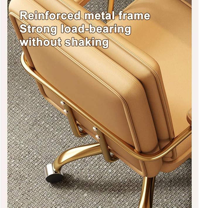 YCKEGEW High Back Executive Office Chair Leather Armrest with Tilting BackrestComputer Desk Chair for Home Work and StudyGaming Chair with Wheels(OrangeGold Legs)