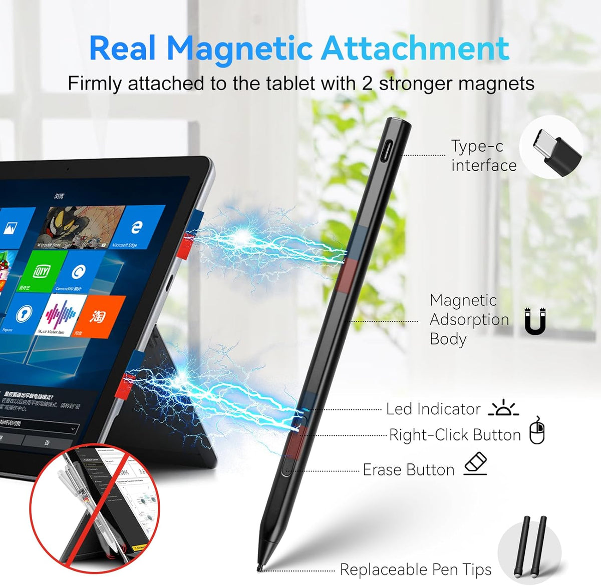 Fire Max 11 Stylus Pen,USI 2.0 Certified Stylus Pencil for Amazon Fire Max 11 Tablet & Amazon Fire HD 10 (13th Gen, 2023 Release),Palm Rejetion 4096 Pressure and Rechargeable Amazon Pen